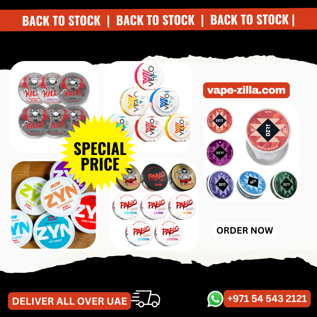 SNUS/NICOTINE POUCHES AVAILBLE AT VAPEZILLA ONLINE VAPE STORE IN DUBAI, ABUDHABI, UAE.