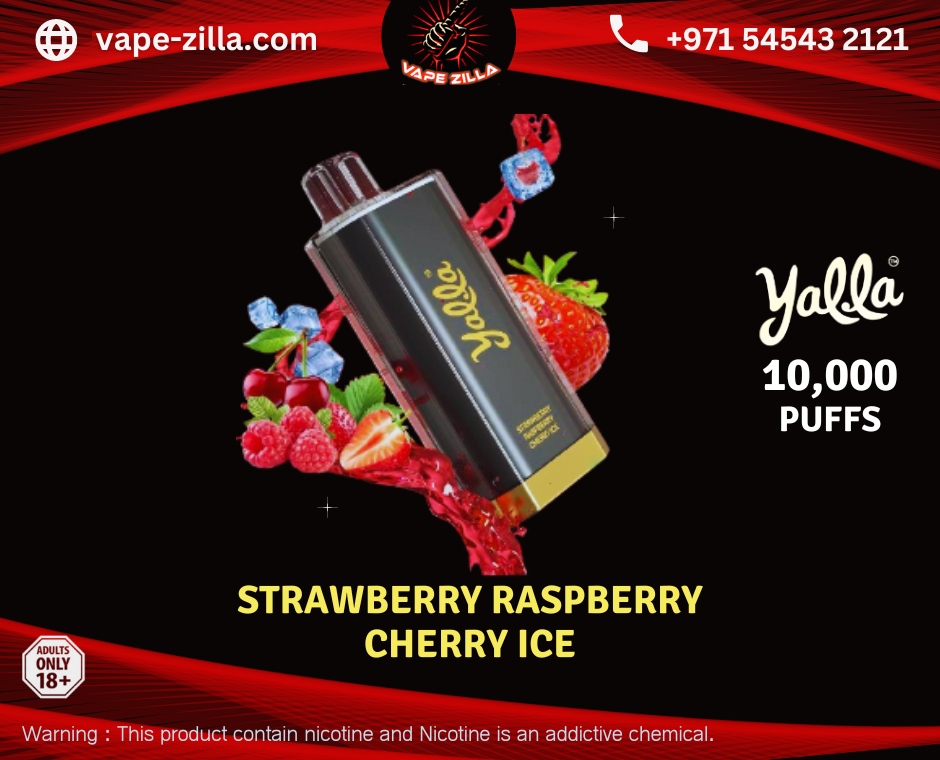 Yalla Ultra 10,000 puffs - Strawberry Raspberry Cherry Ice