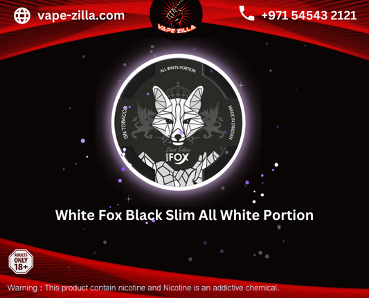 WHITE FOX NICOTINE POUCHES/SNUS - BLACK ALL WHITE  PORTION - vape-zilla - vape-zilla