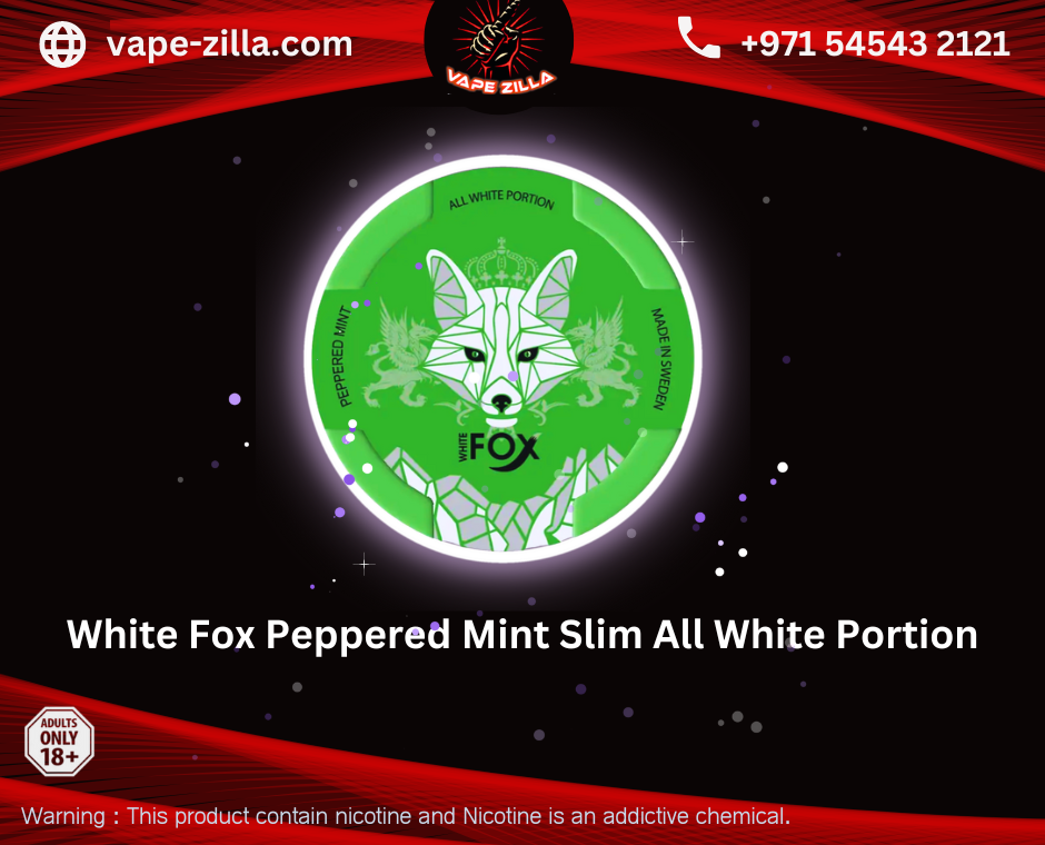 WHITE FOX NICOTINE POUCHES - PEPPER MINT ALL WHITE PORTION - vape-zilla