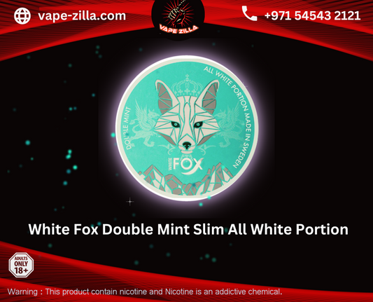 WHITE FOX NICOTINE POUCHES - DOUBLE MINT ALL WHITE PORTION - vape-zilla 