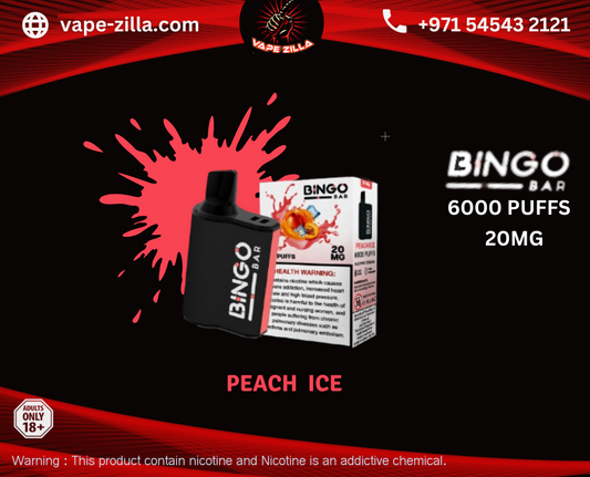 Bingo Bar 6000 puffs - Peach Ice - vape-zilla