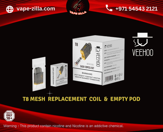 Veehoo T8 mesh replacement Coil & Empty Pod - vape-zilla - vape-zilla
